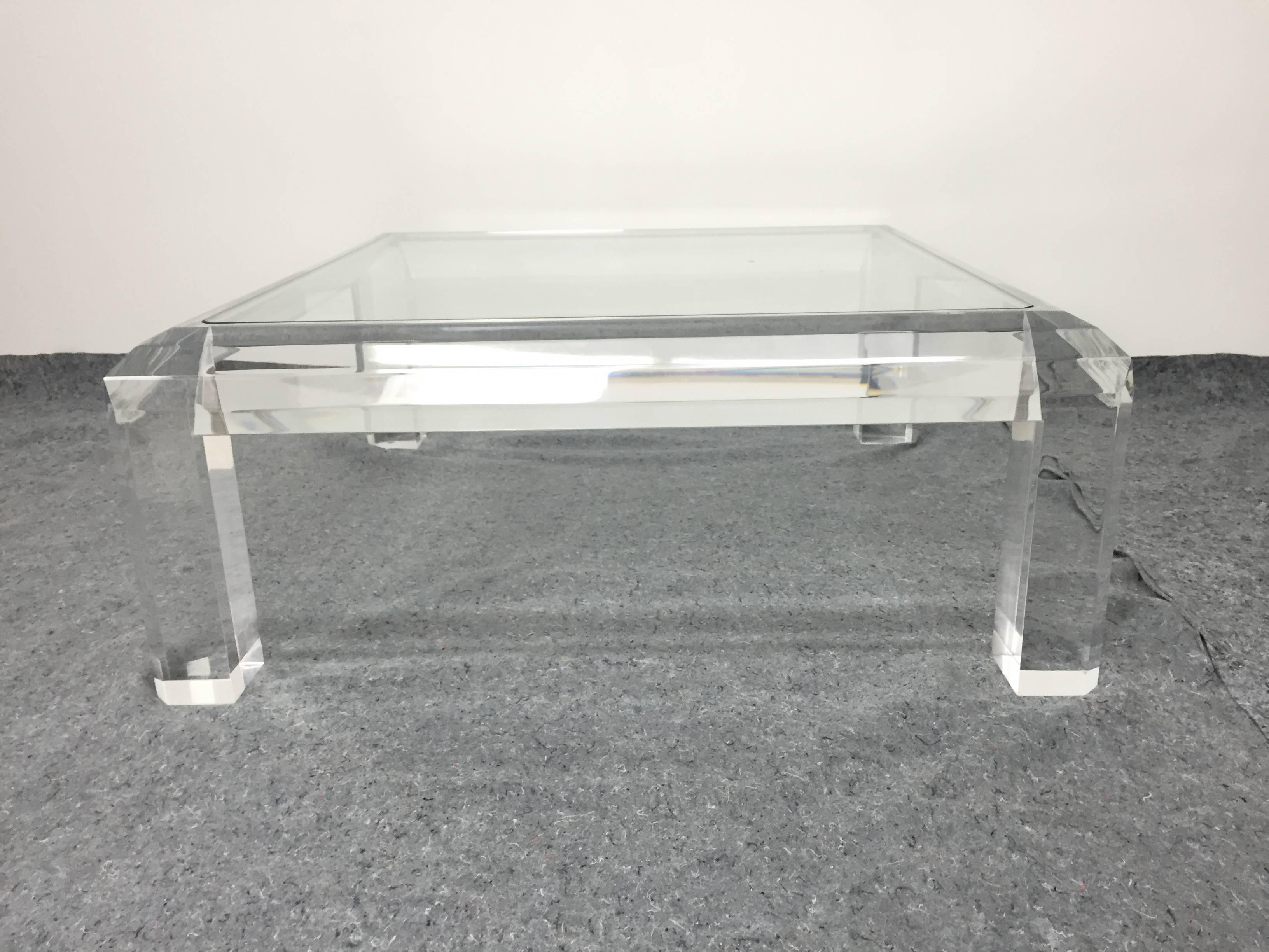 Gorgeous Lucite and Glass Coffee Table 3
