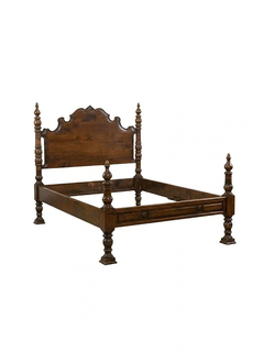 Cama individual antigua de nogal florentino, tallada a mano, Italia, hacia 1880