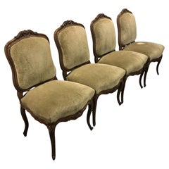 Set of Four Louis XV Walnut Side Chairs, Early 20th C