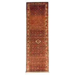 1920s Antique Persian Malayer Wool Runner Rug, Handwoven Tribal Rug 3'4" x 12'7"