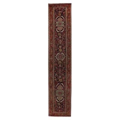 1910s Antique Persian Sultanabad Runner Rug, Hand-Knotted Wool Rug, 3′0″ × 16′1″