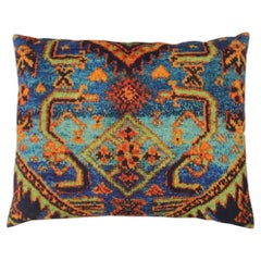 Tailored Luxury Rectangular Throw Pillow, Cotton Wool, Blue, 1990s