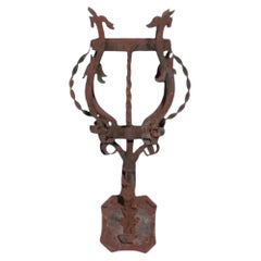 1980s Rustic Wrought Iron Wall Candle Sconce Decorative Accent
