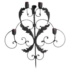 Aplique decorativo de hierro forjado italiano de los años 90 con 4 luces