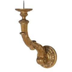 Applique italiana del XIX secolo in legno dorato intagliato a mano, 1890