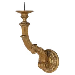 Aplique de pared italiano del siglo XIX, de madera tallada a mano y dorada, 1890