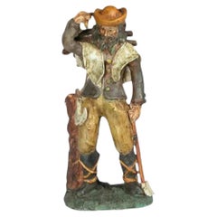 Vintage italienische handbemalte Keramikfigur im Bauernstil