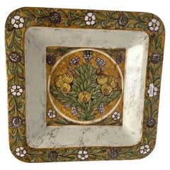Italian Hand-Painted Square Ceramic Wall Plate, 20x20, 1990s