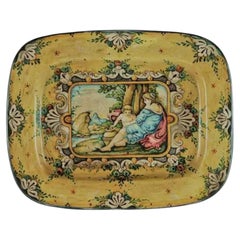 1990s Italian Hand-Painted Ceramic Wall Plate, Glossy Finish, 21.75”
