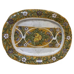 Italian Hand-Painted Oval Ceramic Wall Plate, 1990s, Decorative Art