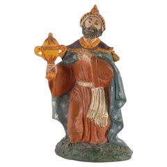 1990s Italian Hand-Painted Ceramic Kneeling Figure Sculpture
