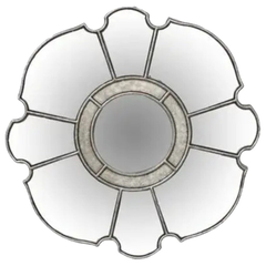 Specchio italiano intagliato in stile antico, cornice in argento dorato, vetro smussato, 1990