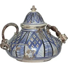 Brocca d'acqua vintage italiana in ceramica dipinta a mano, brocca decorativa in ceramica artistica