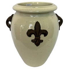 Vintage Italian Hand-Painted Ceramic Urn with Two Handles, 1990s