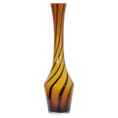 1990s Hand-Blown Glass Vase, Amber Color, Contemporary Design