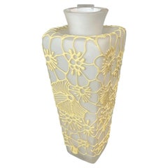 Italian White Art Glass Vase with Silicone Design, Contemporary, 1990s