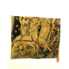 Italian Hand-Woven Wool Tapestry Fragment, Deer Motif, 1990