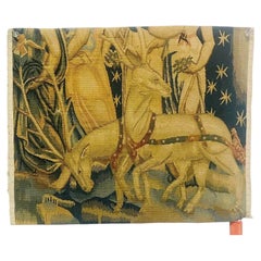 Italian Hand-Woven Wool Tapestry Fragment with Left-Facing Deer