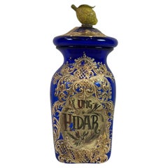 Italienische Glasvase in Kobaltblau, im Apothekerstil, Vintage-Dekor aus den 1990er Jahren