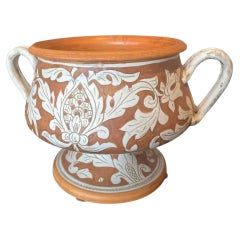Italian Hand-Painted Ceramic Centerpiece Planter, Terra Cotta, 1990s