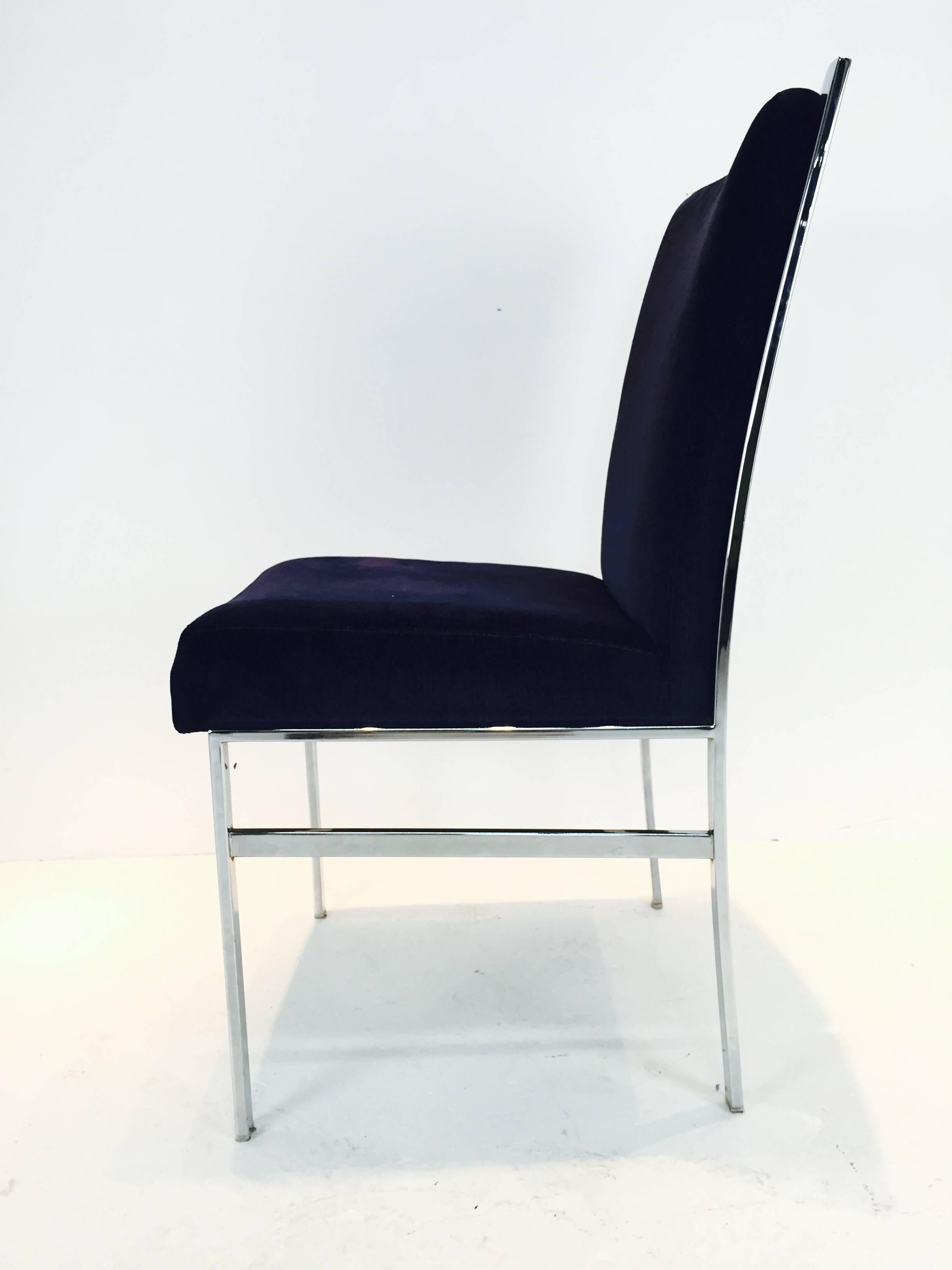 Chrome Set of Six Pierre Cardin Dining Chairs in the Style of Milo Baughman