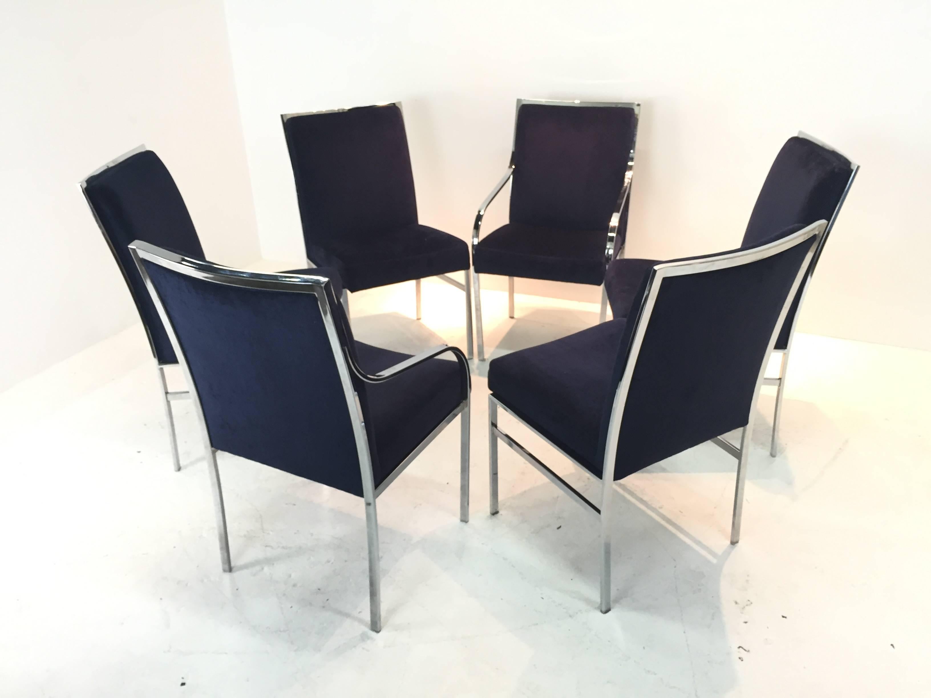 Set of Six Pierre Cardin Dining Chairs in the Style of Milo Baughman 2