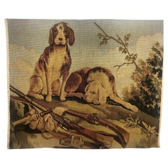 Handwoven Wool Tapestry Fragment, Hunting Dogs Scene, 1990s