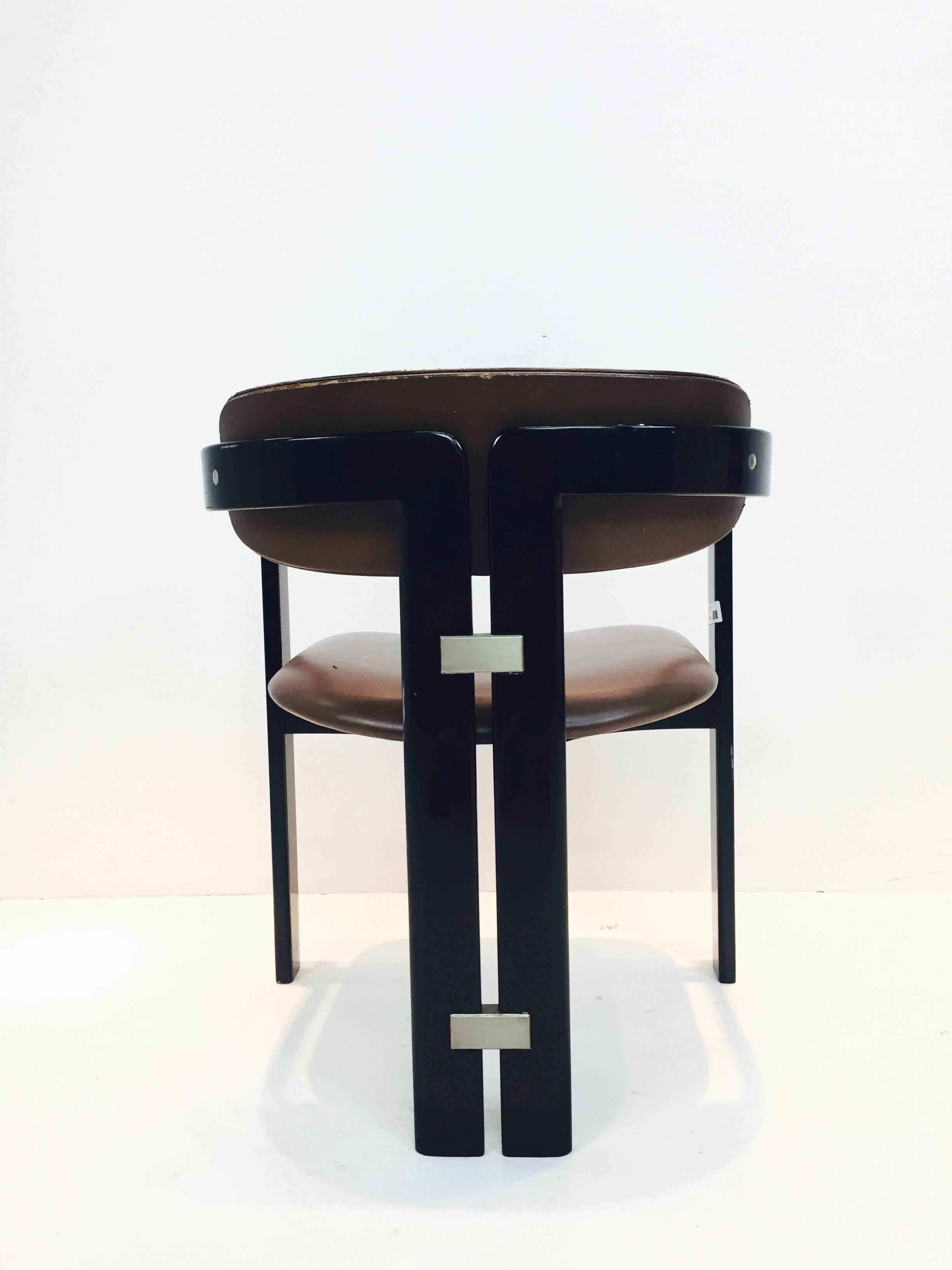 Set of Six Black Lacquer Pamplona Chair by Augusto Savini for Pozzi 2