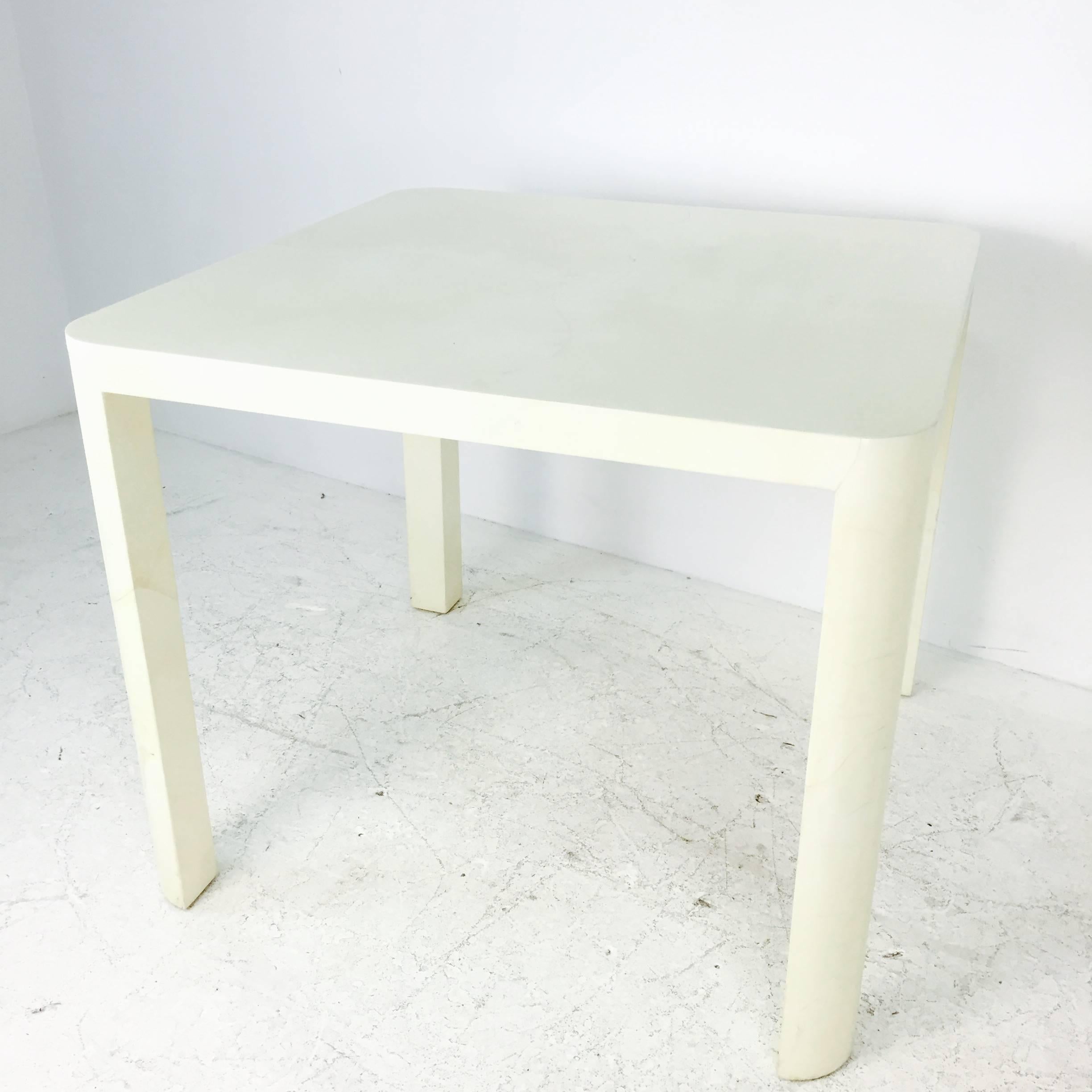 Goatskin game table with round corners in the style of Karl Springer.