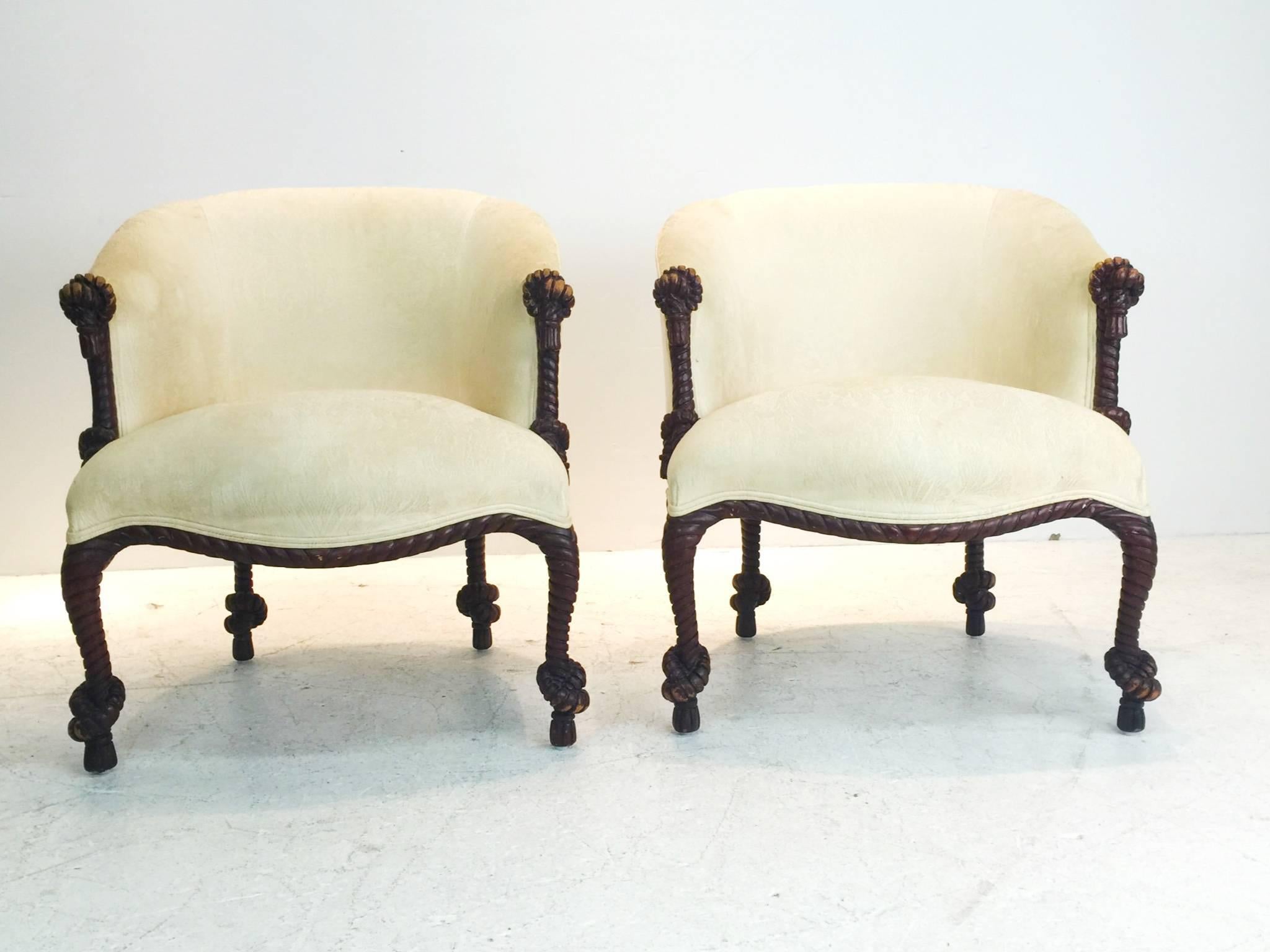 Late 20th Century Pair of Rope Tassel Chairs