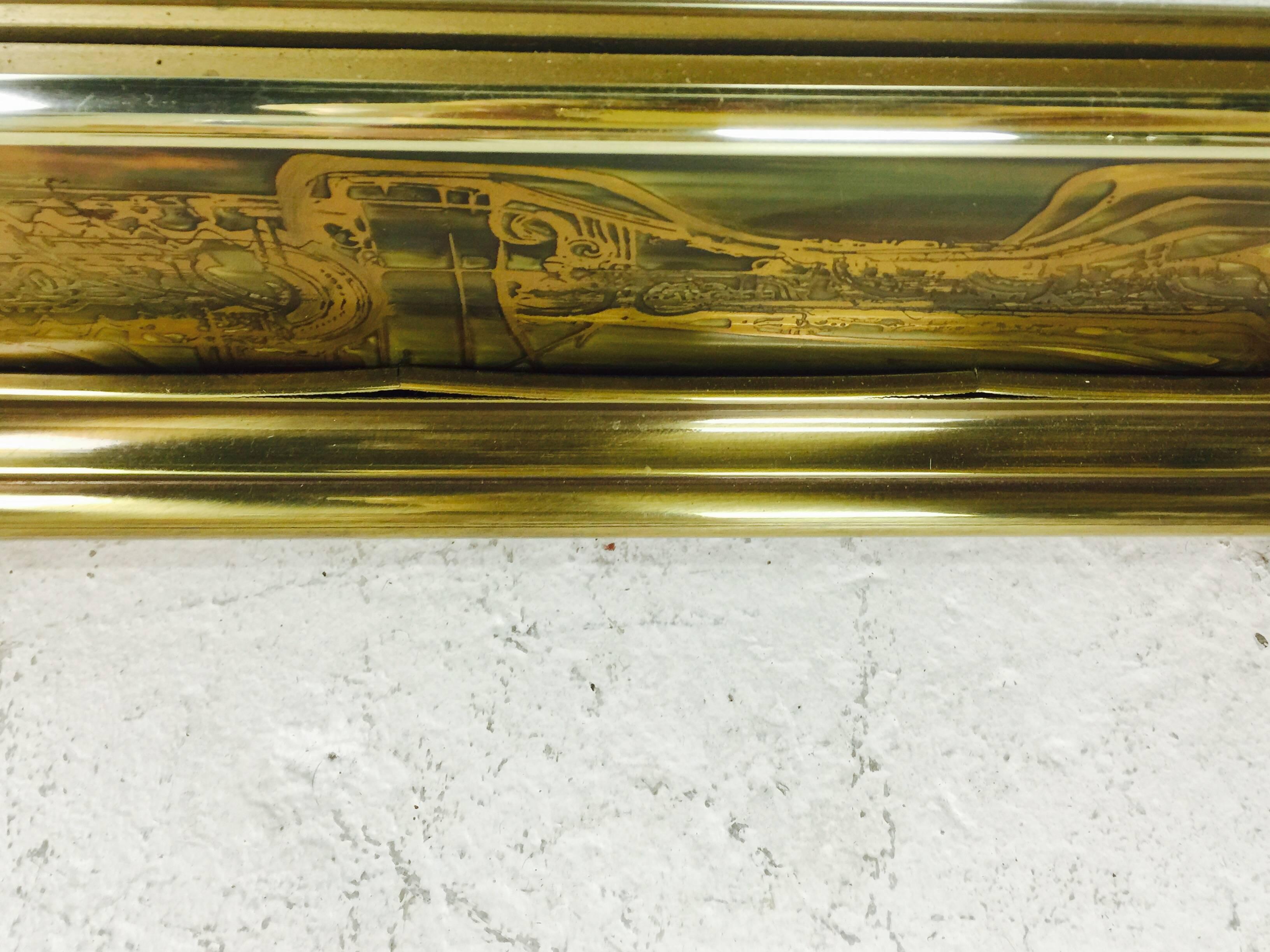 Acid-Etched Frame Beveled Mirror by Bernhard Rohne for Mastercraft In Good Condition In Dallas, TX
