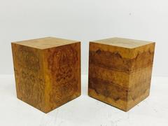 Pair of Milo Baughman Burl Wood Cubes