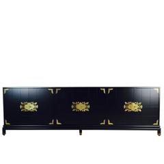 Iconic Renzo Rutili Sideboard or Credenza in a New Matte Black Lacquer Finish