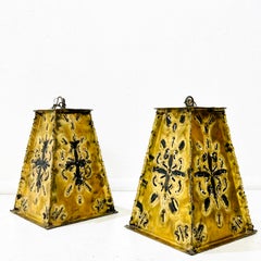 Pair of Torch Cut Brass Pendant Lights by Feldman Lighting