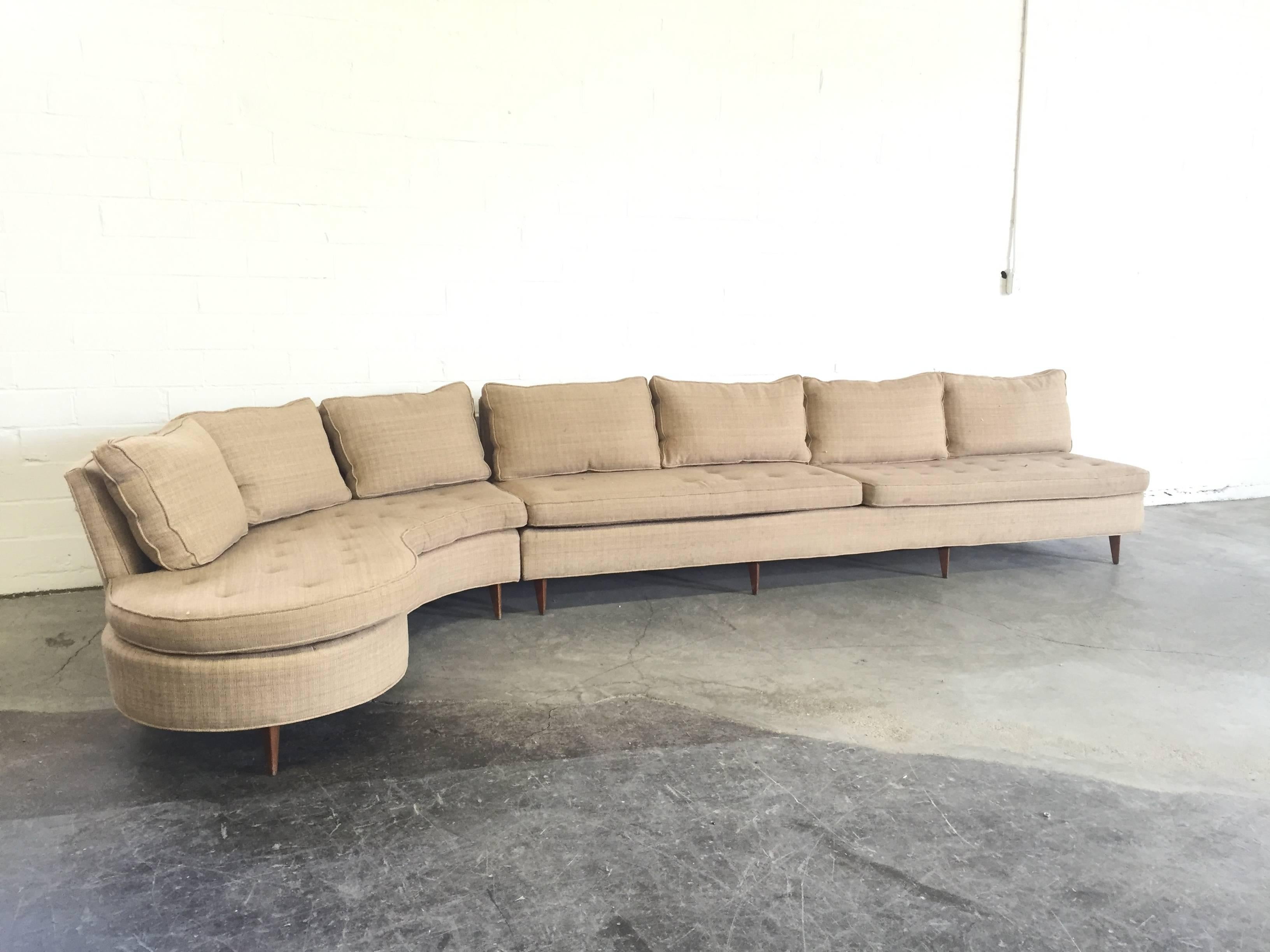 Erwin Lambeth sectional sofa. Needs reupholstery and refinishing.

dimensions: 162.5