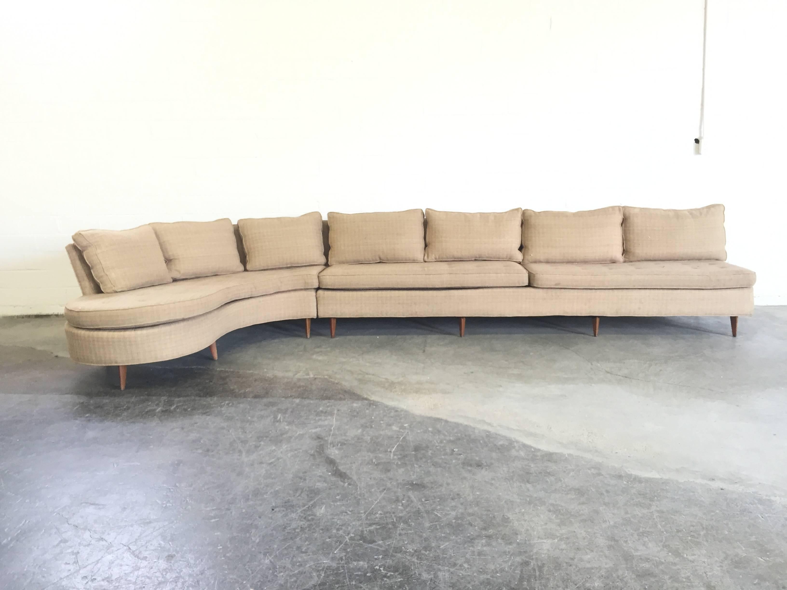Mid-Century Modern Graceful Erwin Lambeth Sectional Sofa