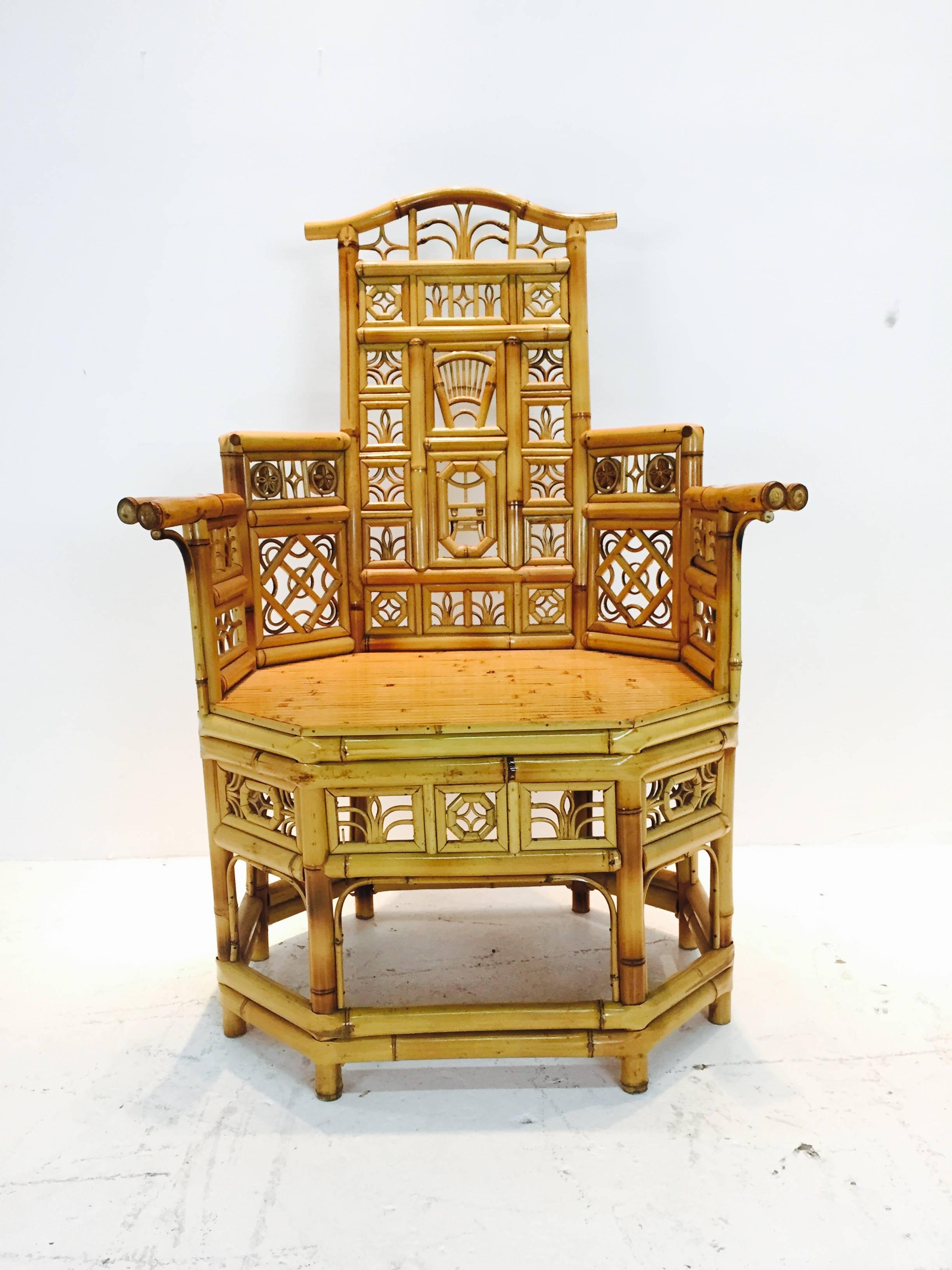 Three Bamboo Chinoiserie Armchairs. The chairs are in good vintage condition with minor cracks in the bamboo.



dimensions: 29.5"w x 22"d x 45"t
seat height 17"