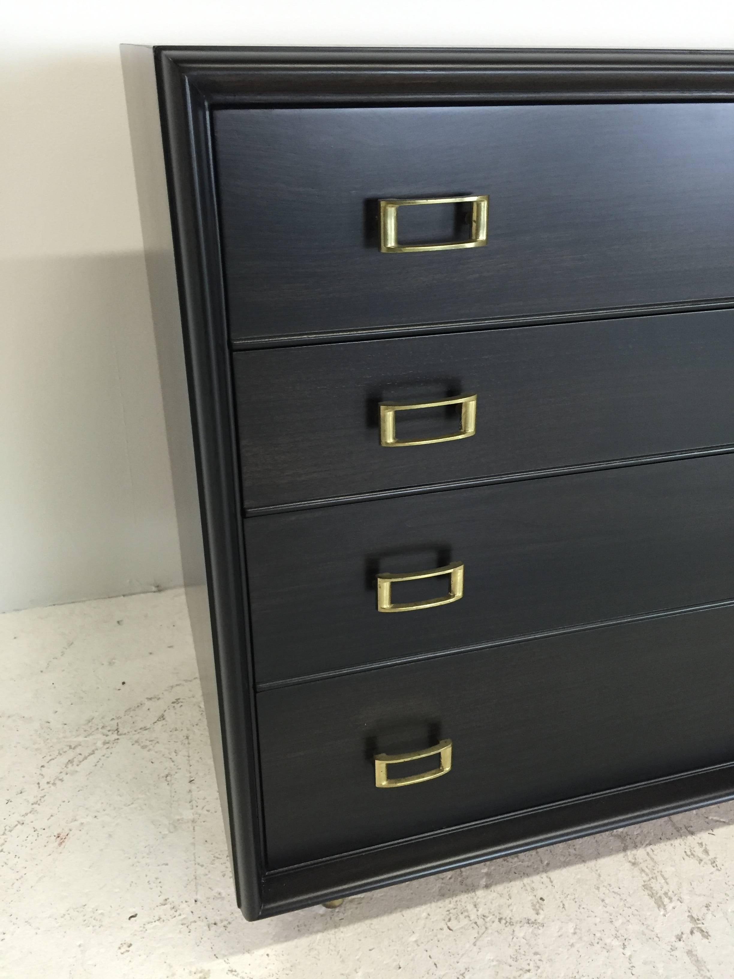 Dresser or Credenza by Paul Frankl for Johnson Furniture with Ebonized Finish In Excellent Condition In Dallas, TX