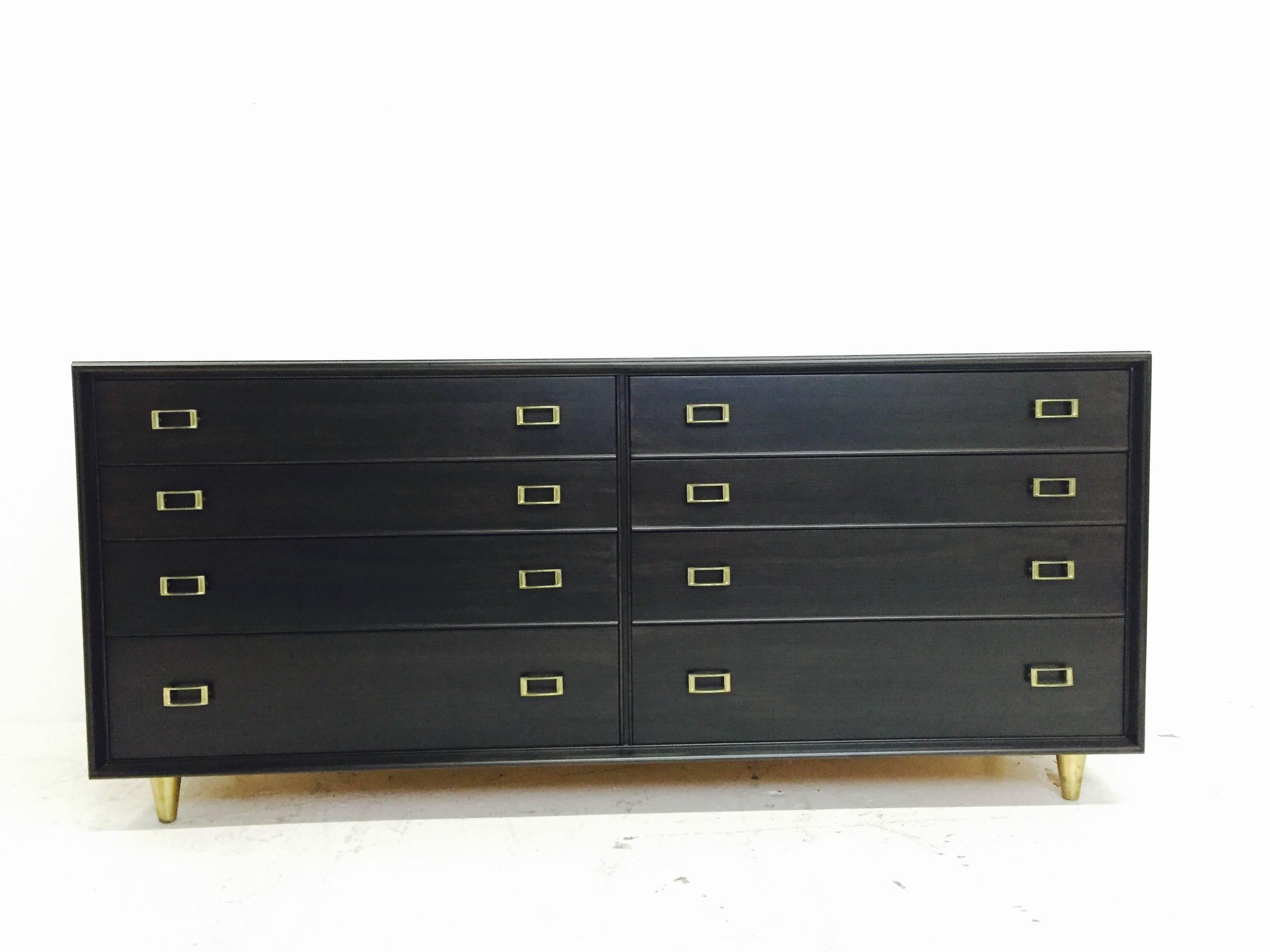 Mid-Century Modern Dresser or Credenza by Paul Frankl for Johnson Furniture with Ebonized Finish