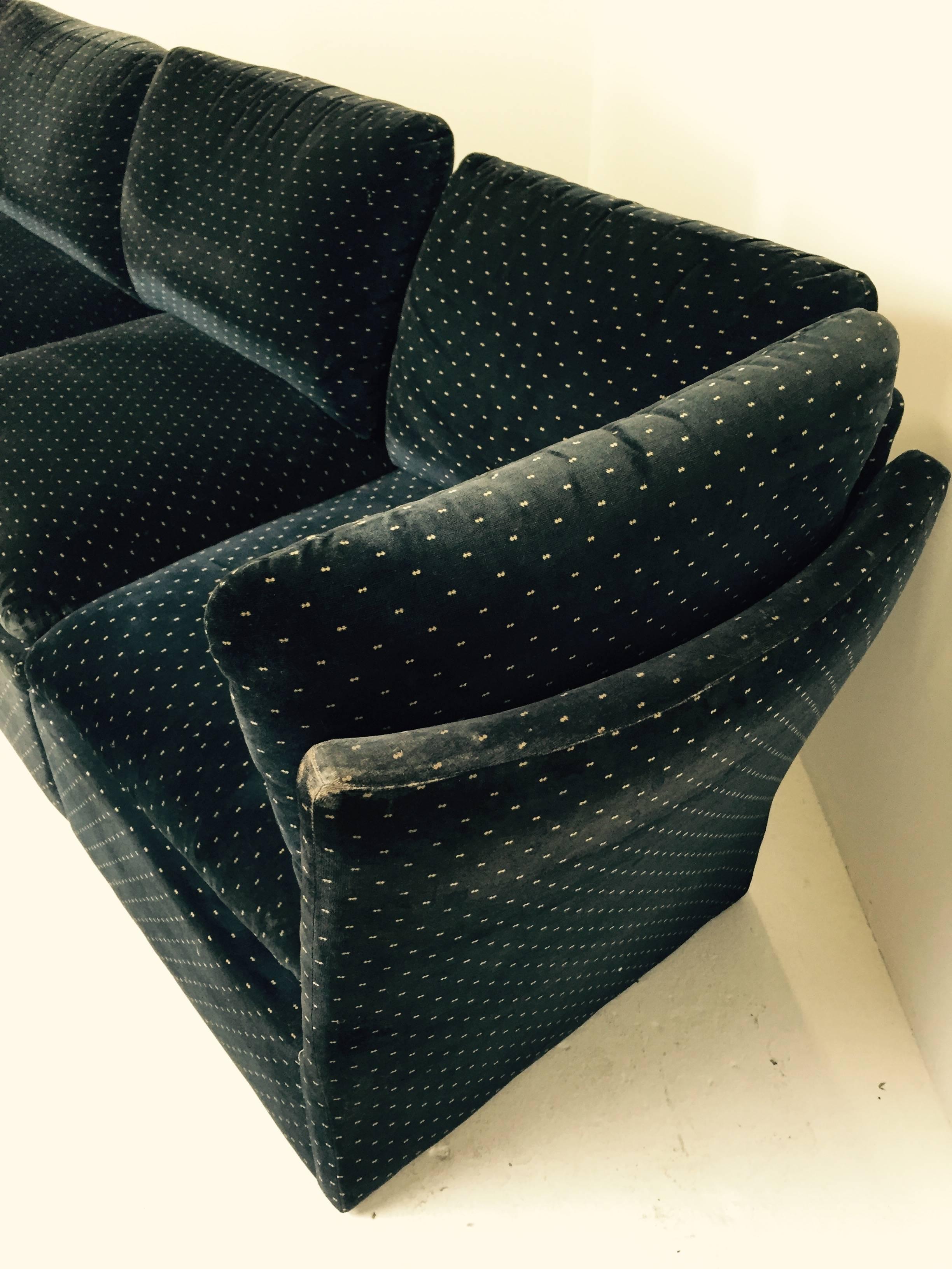 20th Century Milo Baughman Blue Modular Sofa
