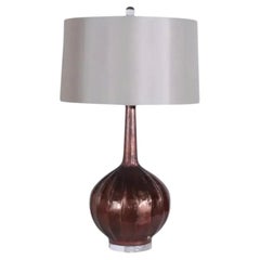 1990s Vintage Copper Gourd Table Lamp – Acrylic Base & Shade