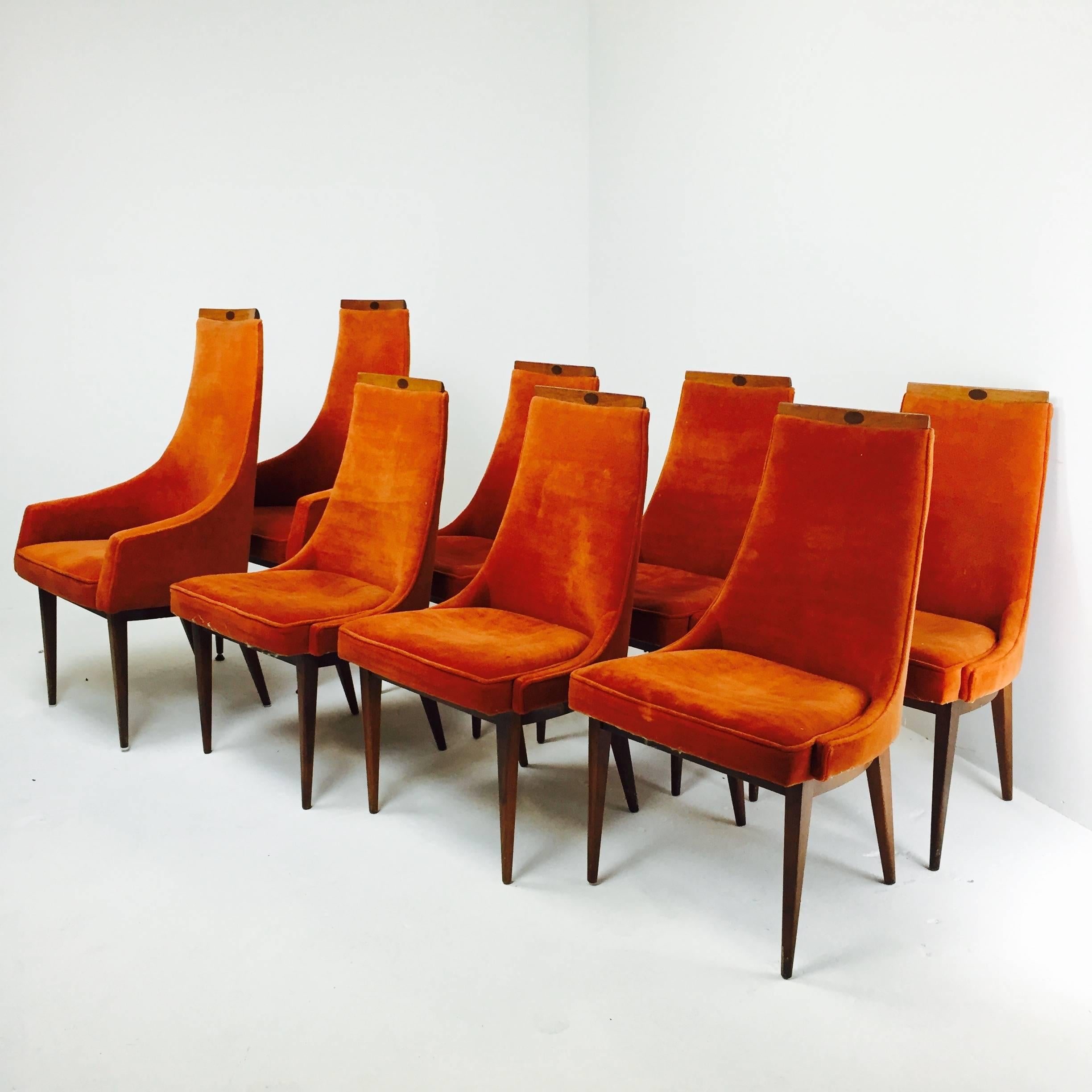 Mid-Century Modern Set of Eight Adrian Pearsall Dining Chairs