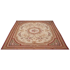 French Provincial Hand-Knotted Wool Area Rug, Floral Design, 8' x 10'