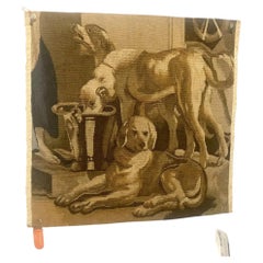 Italian Wool Tapestry Fragment, Medieval Style, 1990s