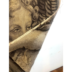 Charcoal Italian Wool Tapestry Fragment, Medieval Style