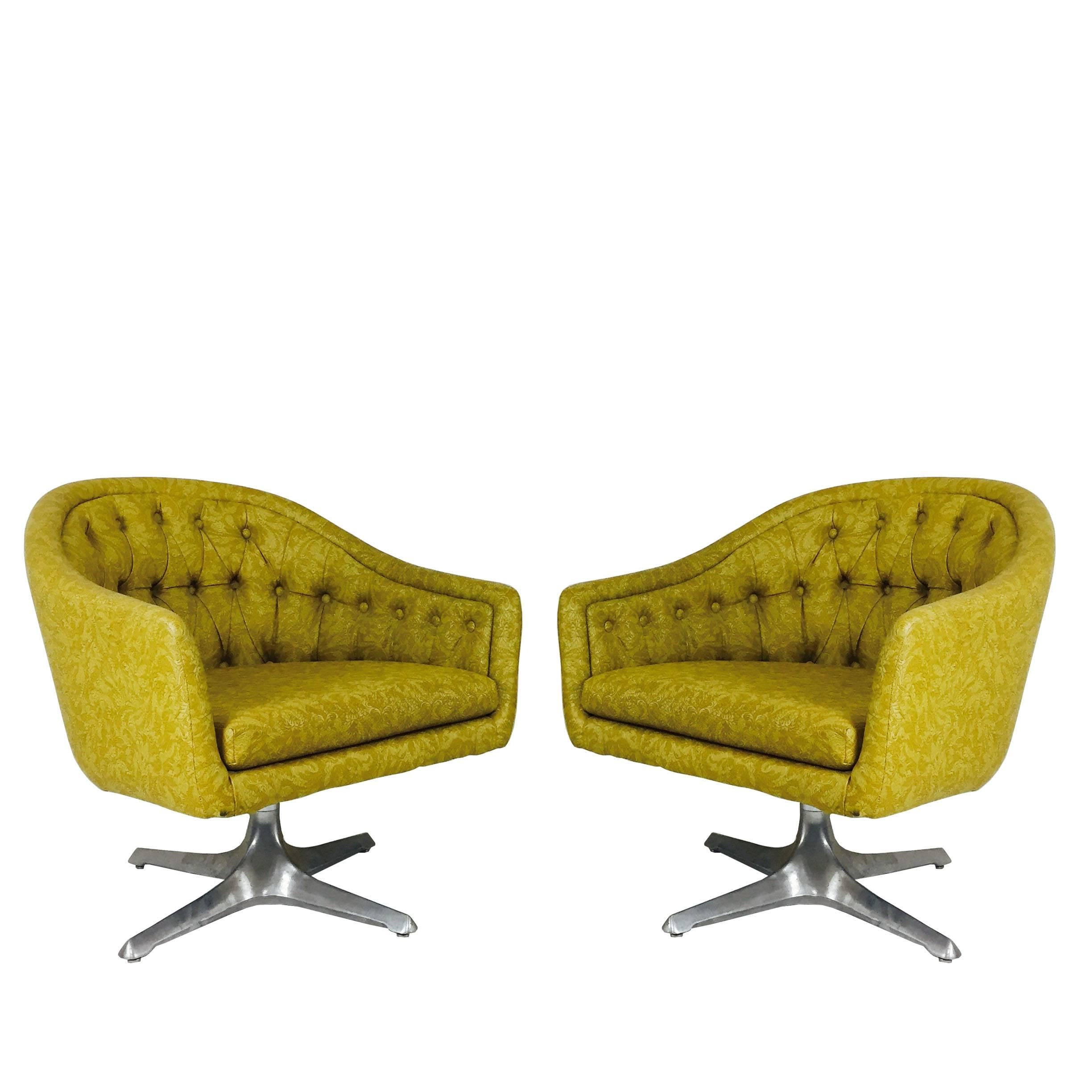 These chairs still retain their original vintage vinyl upholstery, circa 1960s.

Dimensions: 29