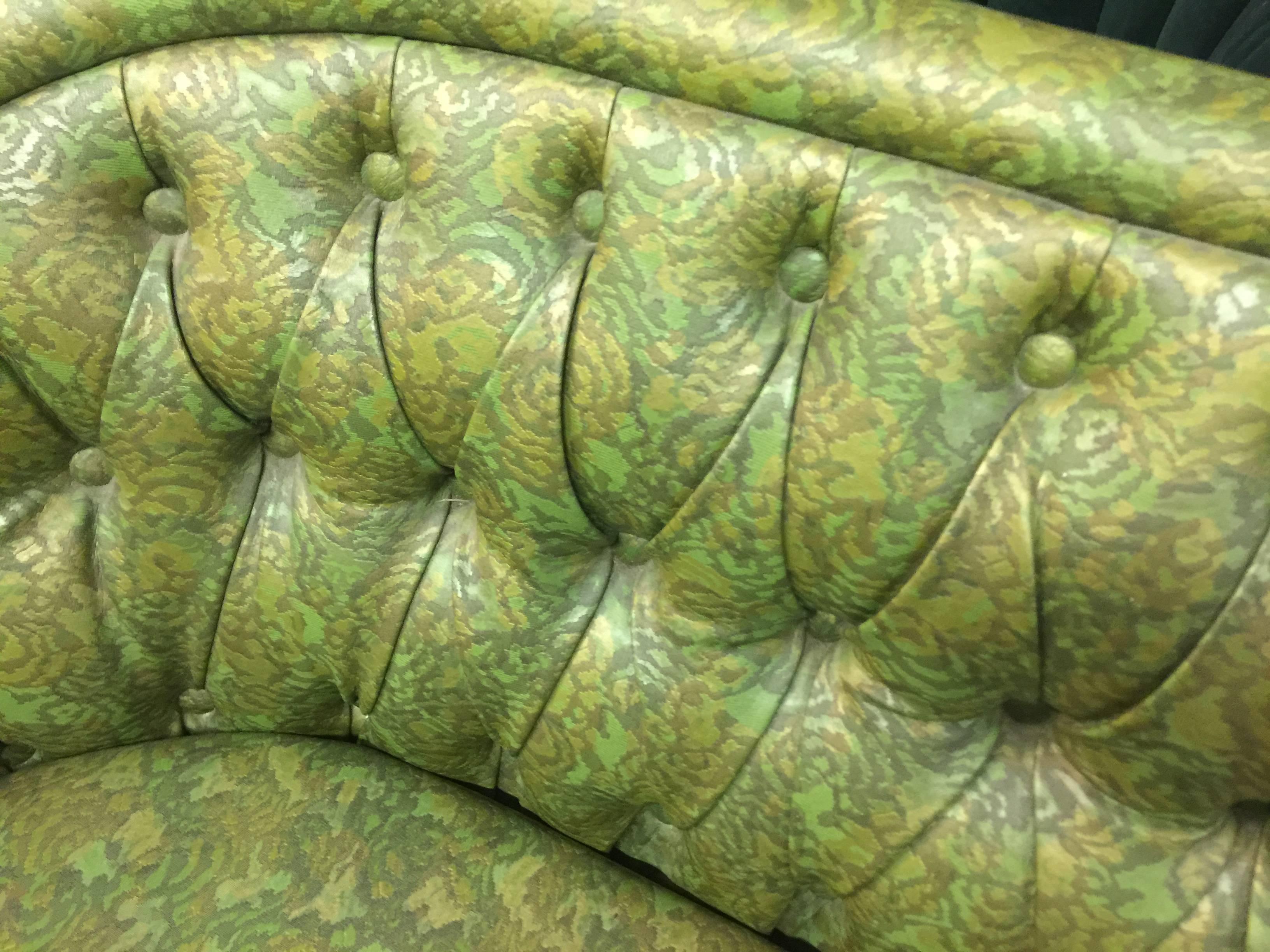 Groovy Double Pedestal Tufted Loveseat by Chromcraft In Good Condition In Dallas, TX