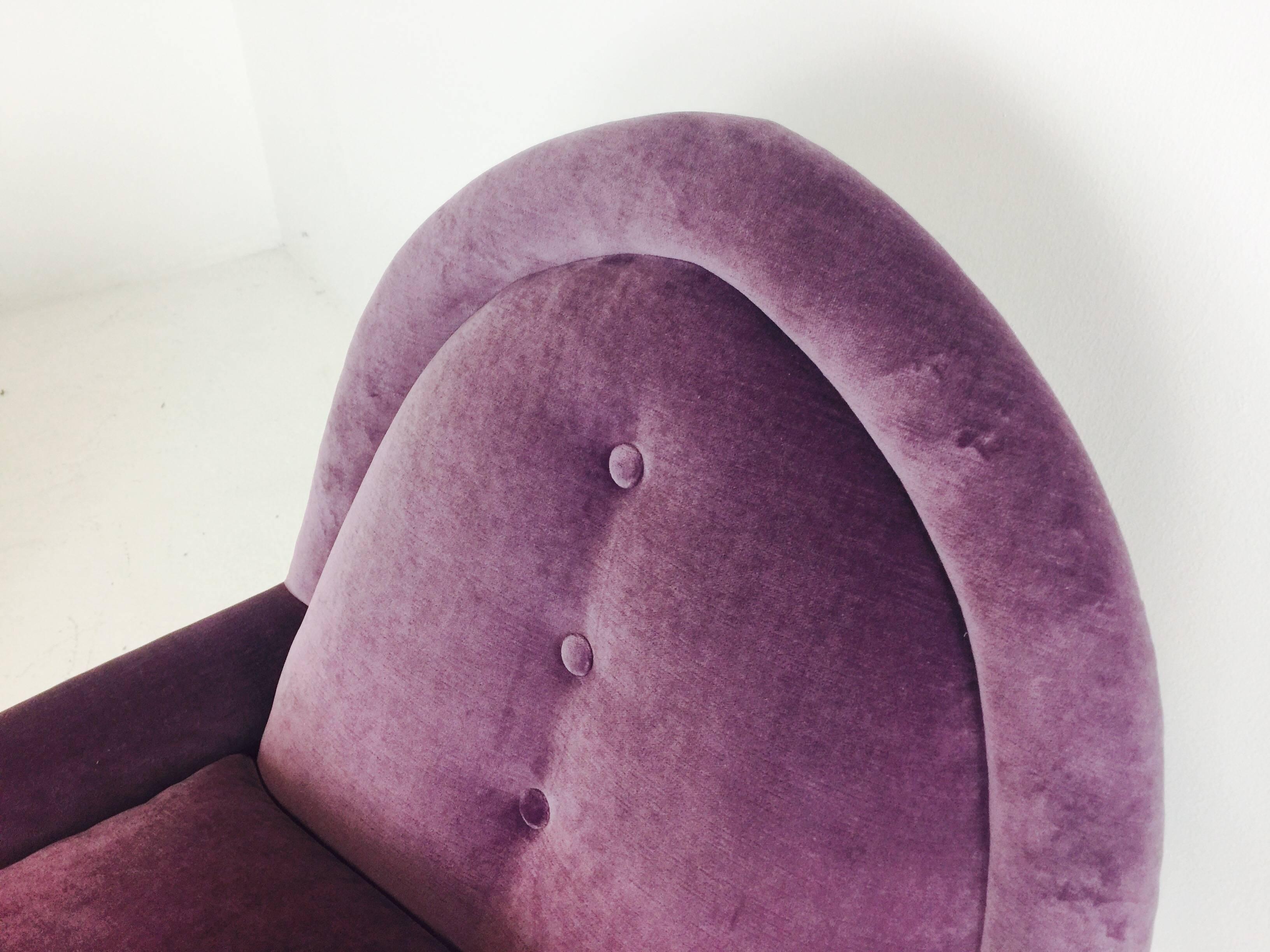 Pair of Purple Velvet Lounge Chairs in the Style of Adrian Pearsall 3