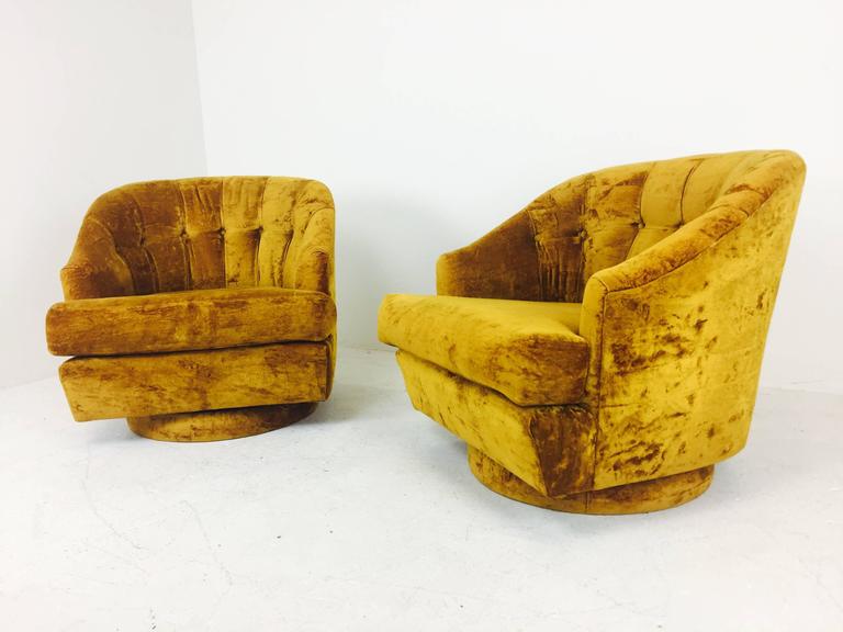 Vintage Gold Velvet Swivel Chairs by Directional at 1stdibs