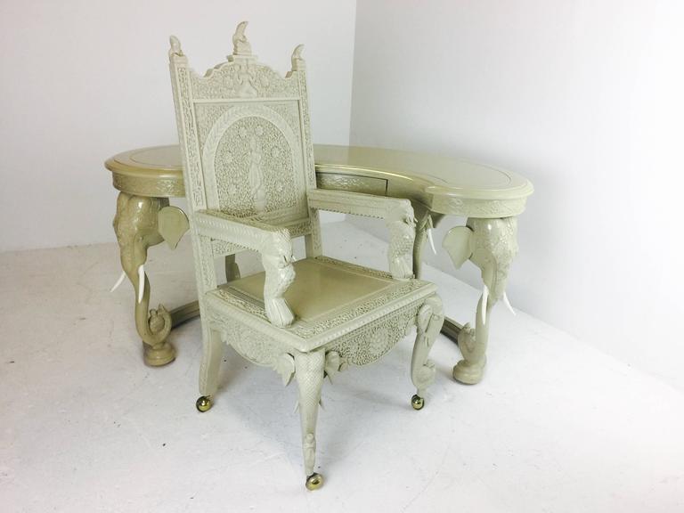 Hollywood Regency Lacquered Elephant Desk And Chair At Hollywood Regency Lacquered Elephant Desk And Chair In Good Condition For Dallas